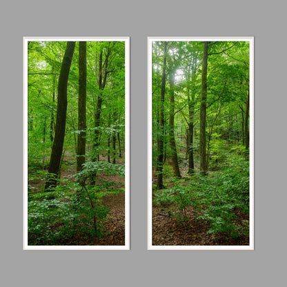 LED-Wandbild Zweiteiler hochkant mit Abstand – Wald
