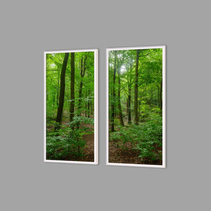 LED-Wandbild Zweiteiler hochkant mit Abstand – Wald