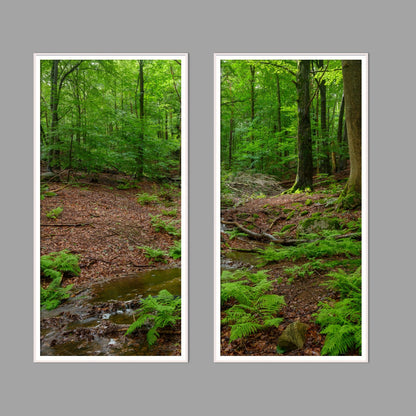 LED-Wandbild Zweiteiler hochkant mit Abstand – Wald