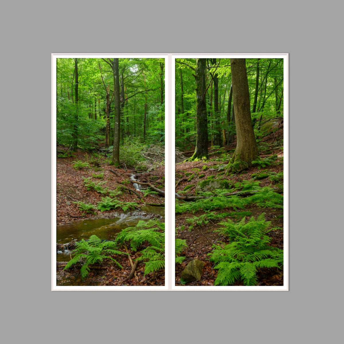 LED-Wandbild Zweiteiler hochkant 120x120 cm – Wald