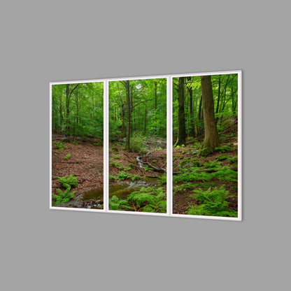 LED-Wandbild Dreiteiler hochkant 180x120 cm – Wald