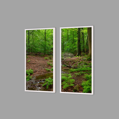 LED-Wandbild Zweiteiler hochkant mit Abstand – Wald