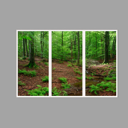 LED-Wandbild Dreiteiler hochkant 180x120 cm – Wald