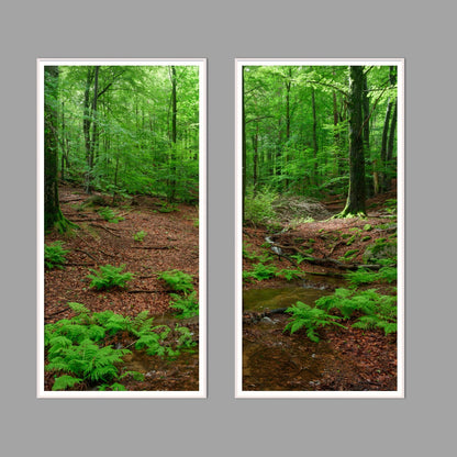 LED-Wandbild Zweiteiler hochkant mit Abstand – Wald