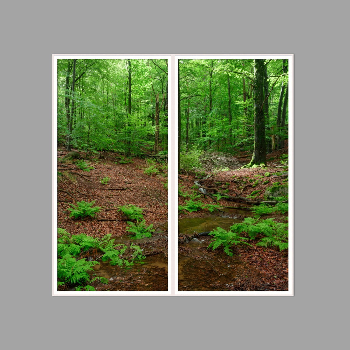 LED-Wandbild Zweiteiler hochkant 120x120 cm – Wald