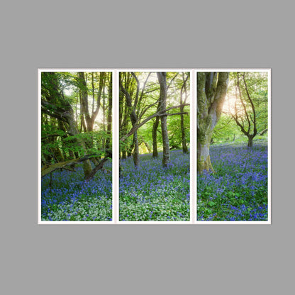 LED-Wandbild Dreiteiler hochkant 180x120 cm – Wald