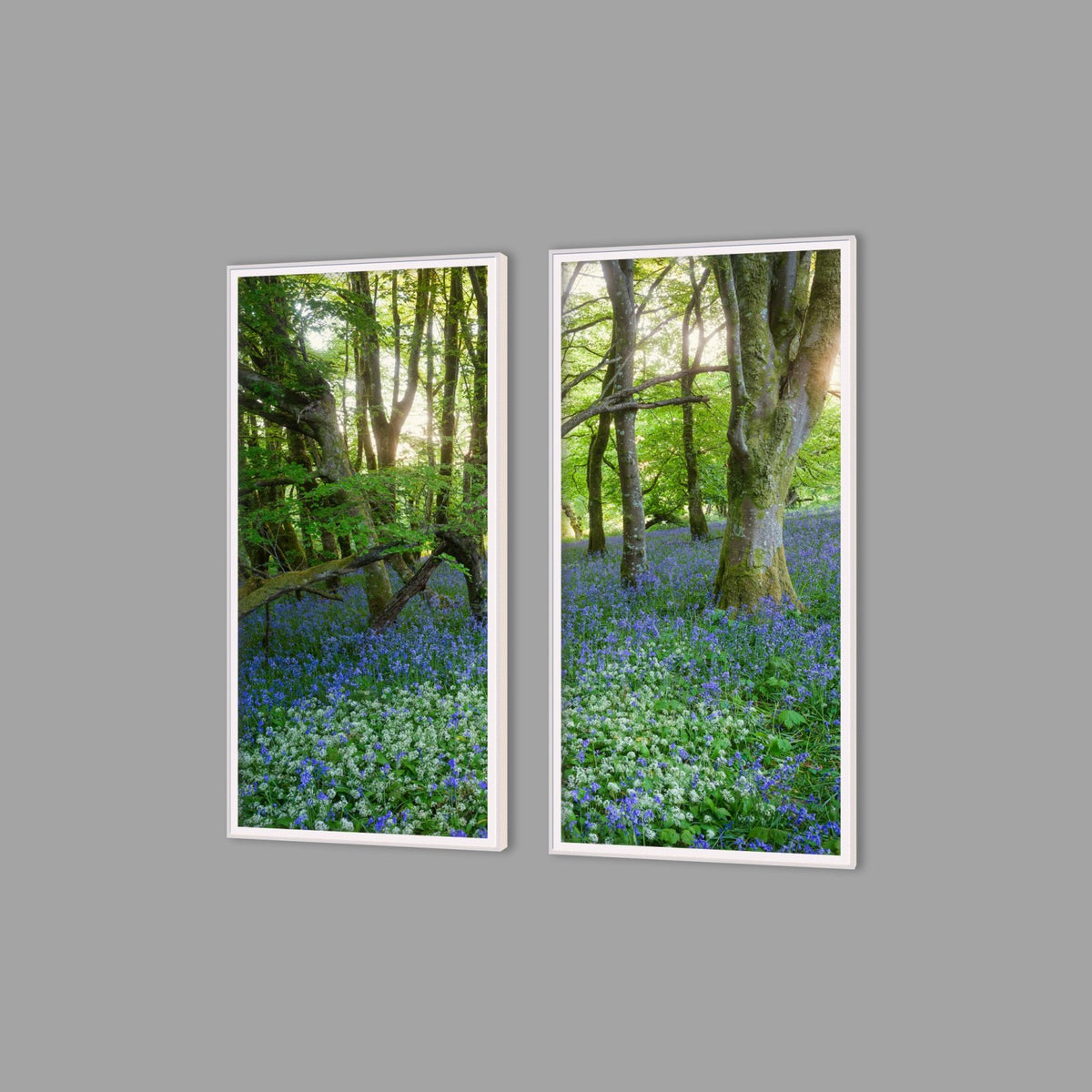 LED-Wandbild Zweiteiler hochkant mit Abstand – Wald