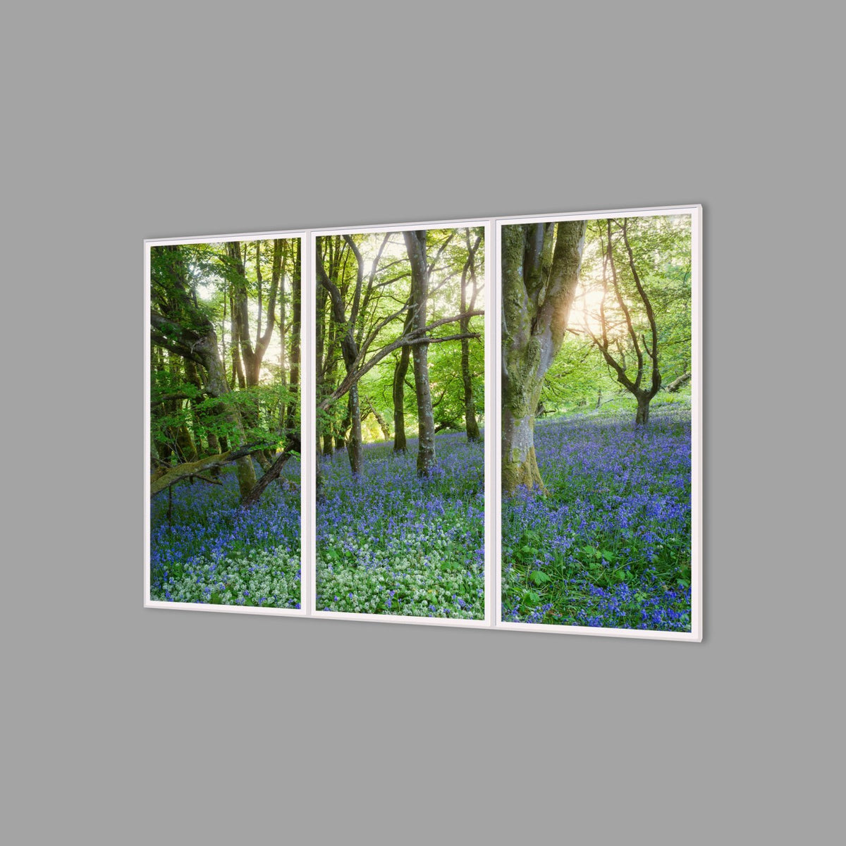 LED-Wandbild Dreiteiler hochkant 180x120 cm – Wald