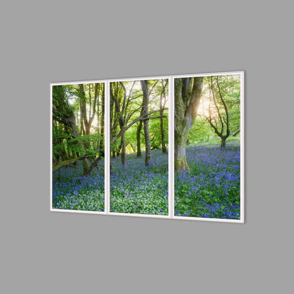 LED-Wandbild Dreiteiler hochkant 180x120 cm – Wald