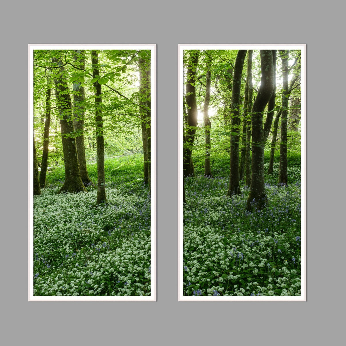 LED-Wandbild Zweiteiler hochkant mit Abstand – Wald