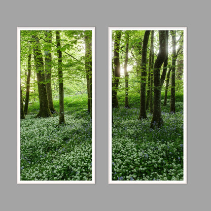 LED-Wandbild Zweiteiler hochkant mit Abstand – Wald