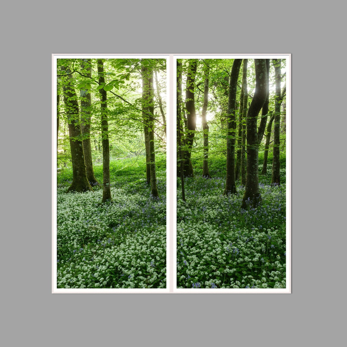 LED-Wandbild Zweiteiler hochkant 120x120 cm – Wald