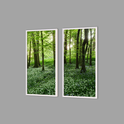 LED-Wandbild Zweiteiler hochkant mit Abstand – Wald
