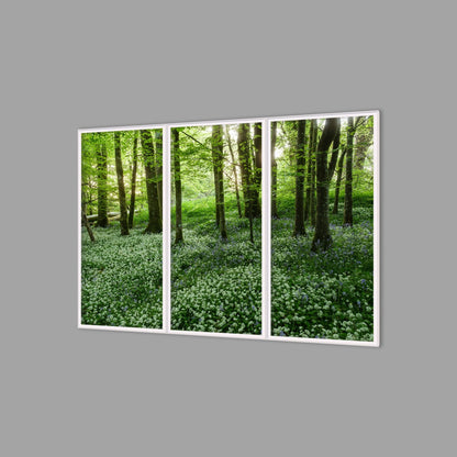 LED-Wandbild Dreiteiler hochkant 180x120 cm – Wald