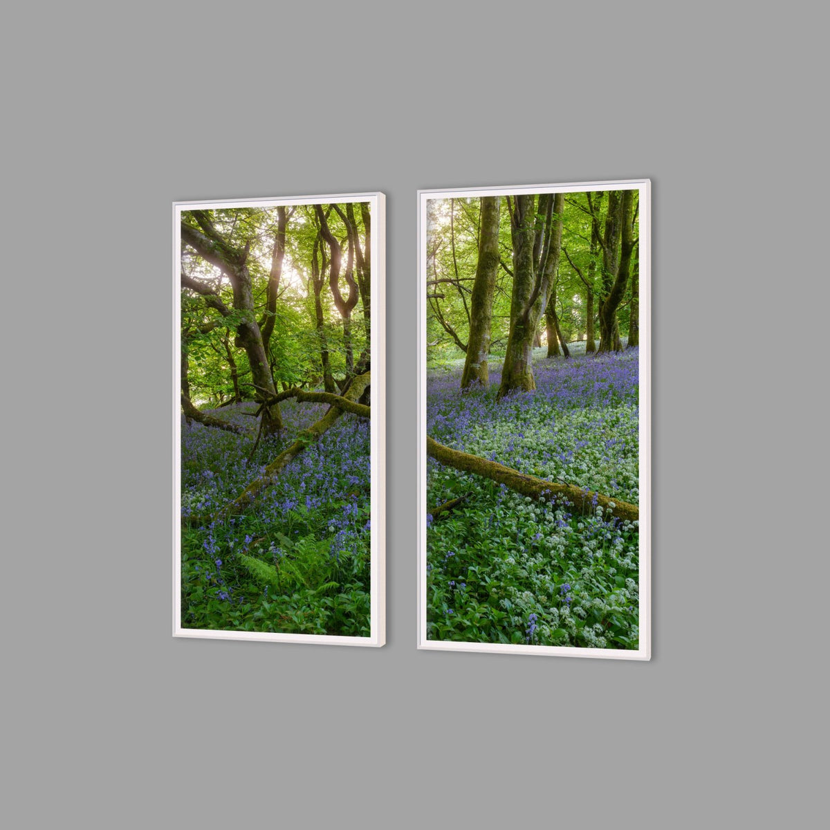 LED-Wandbild Zweiteiler hochkant mit Abstand – Wald
