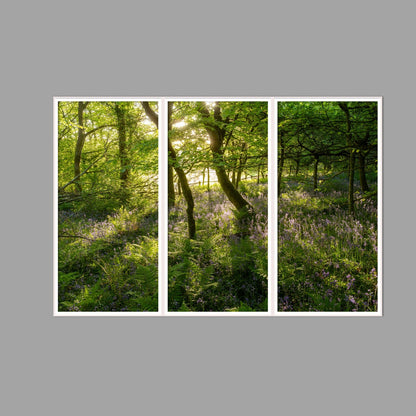 LED-Wandbild Dreiteiler hochkant 180x120 cm – Wald