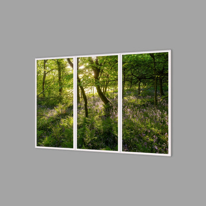 LED-Wandbild Dreiteiler hochkant 180x120 cm – Wald