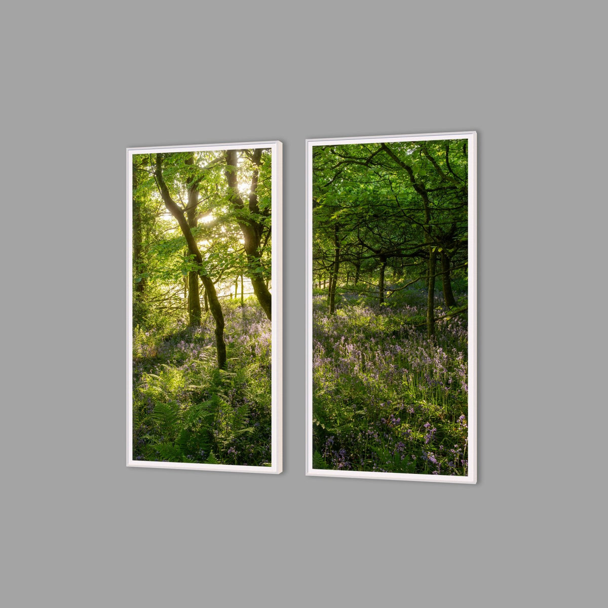 LED-Wandbild Zweiteiler hochkant mit Abstand – Wald