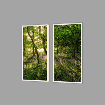 LED-Wandbild Zweiteiler hochkant mit Abstand – Wald