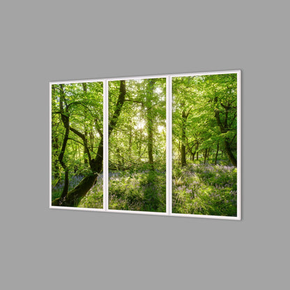 LED-Wandbild Dreiteiler hochkant 180x120 cm – Wald