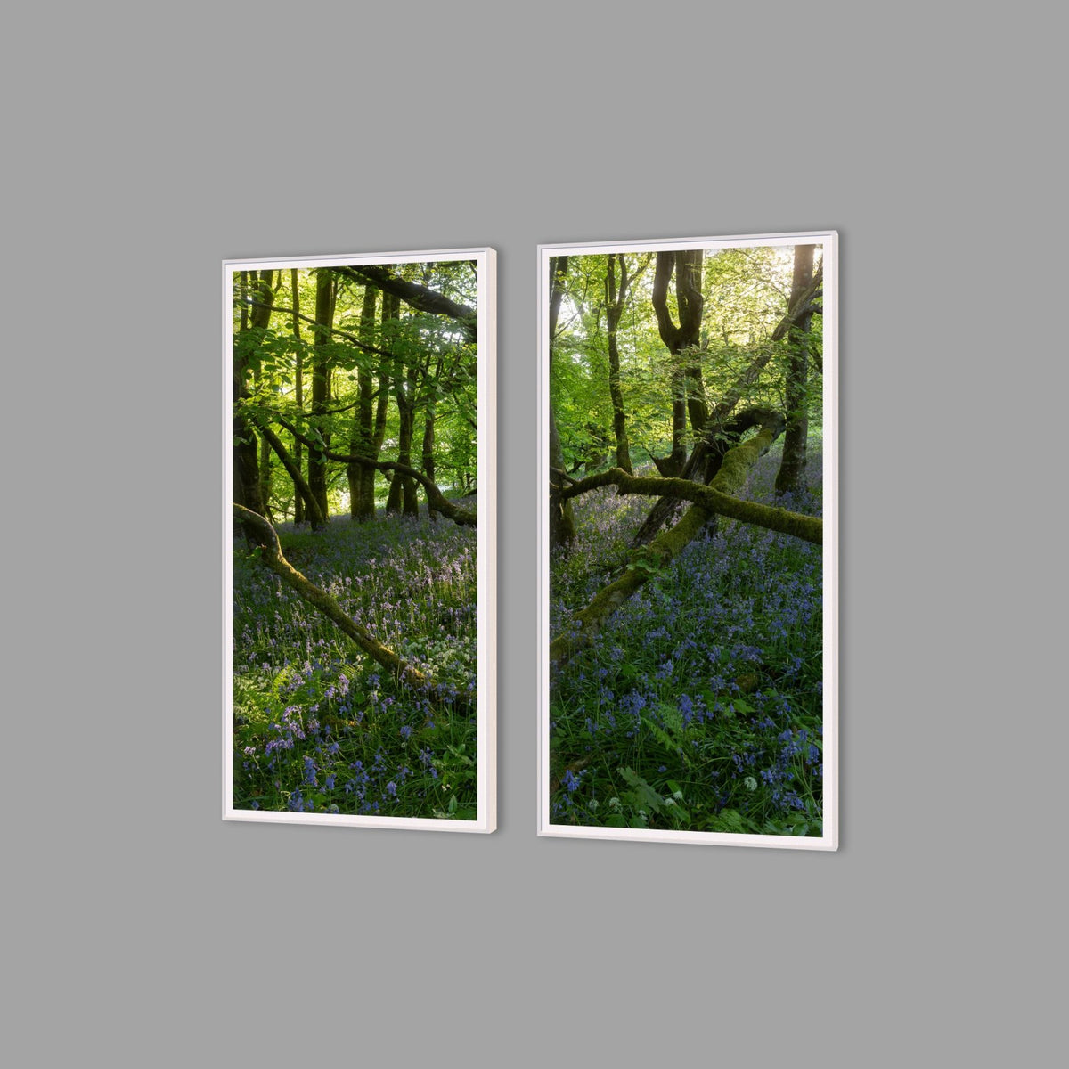 LED-Wandbild Zweiteiler hochkant mit Abstand – Wald