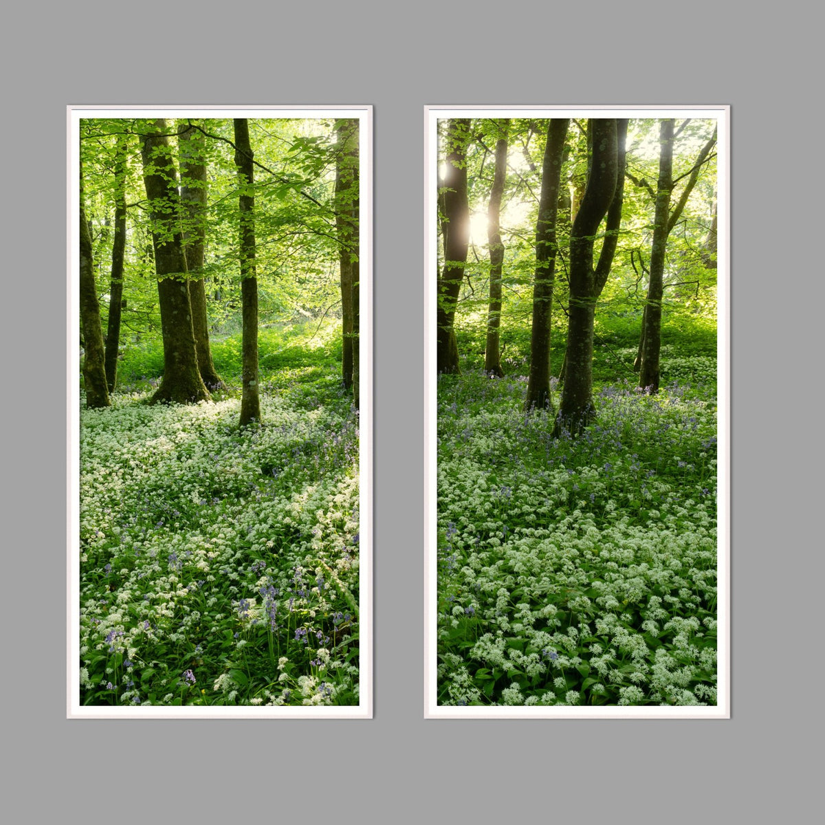 LED-Wandbild Zweiteiler hochkant mit Abstand – Wald