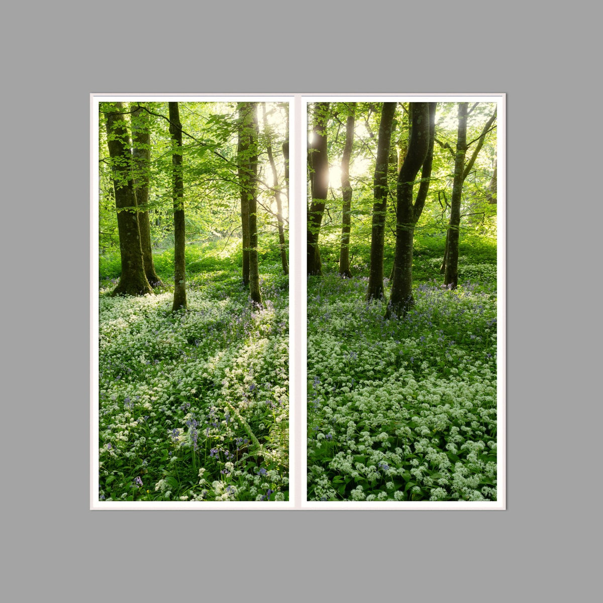 LED-Wandbild Zweiteiler hochkant 120x120 cm – Wald