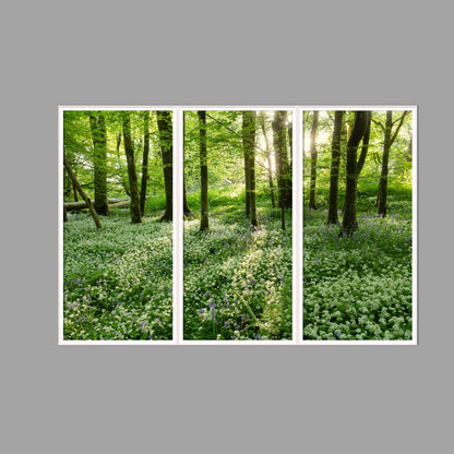 LED-Wandbild Dreiteiler hochkant 180x120 cm – Wald
