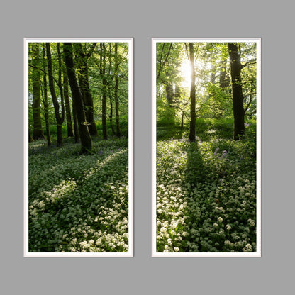 LED-Wandbild Zweiteiler hochkant mit Abstand – Wald