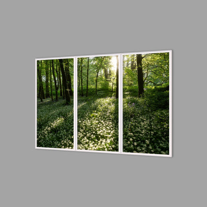 LED-Wandbild Dreiteiler hochkant 180x120 cm – Wald