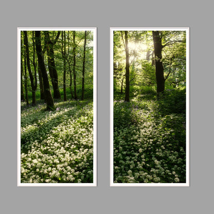 LED-Wandbild Zweiteiler hochkant mit Abstand – Wald