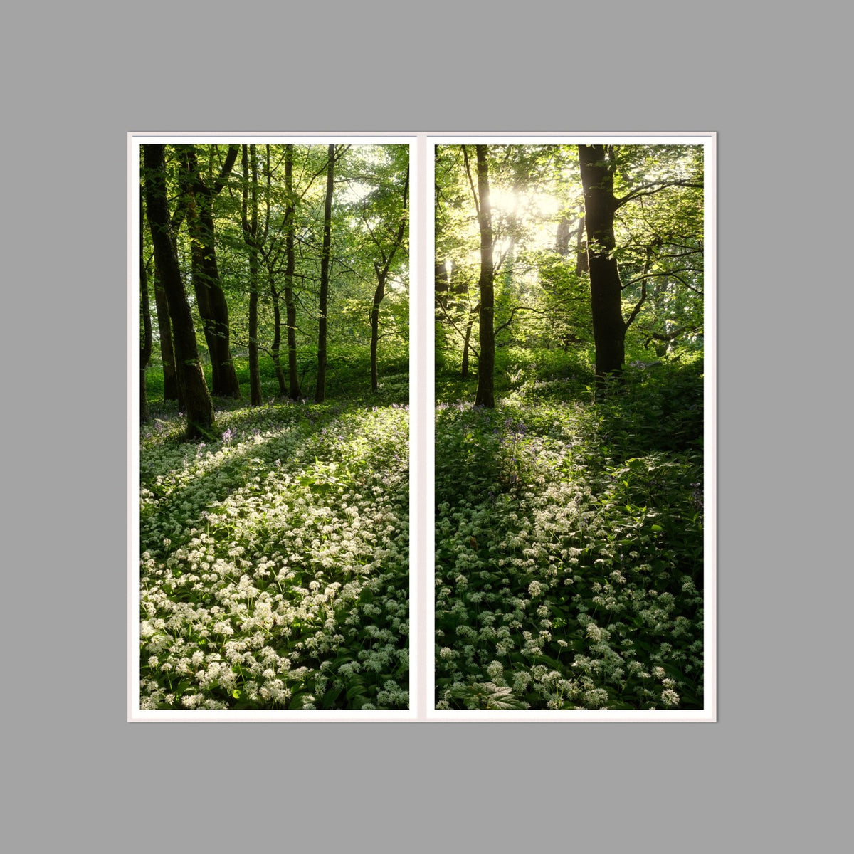 LED-Wandbild Zweiteiler hochkant 120x120 cm – Wald