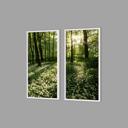 LED-Wandbild Zweiteiler hochkant mit Abstand – Wald