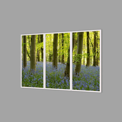 LED-Wandbild Dreiteiler hochkant 180x120 cm – Wald