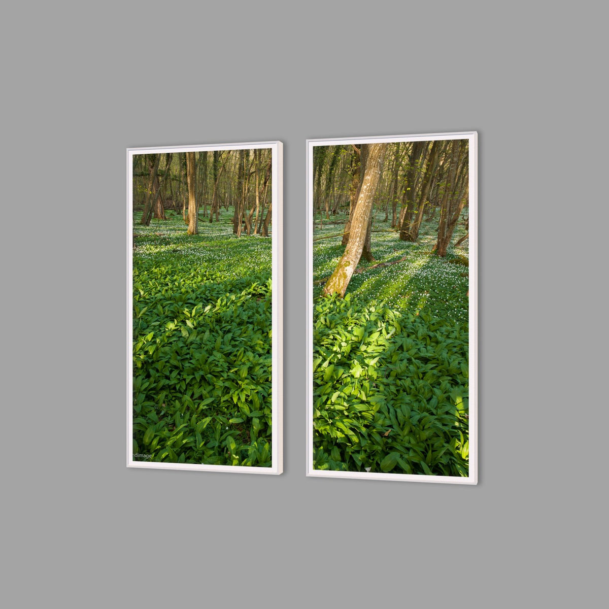 LED-Wandbild Zweiteiler hochkant mit Abstand – Wald