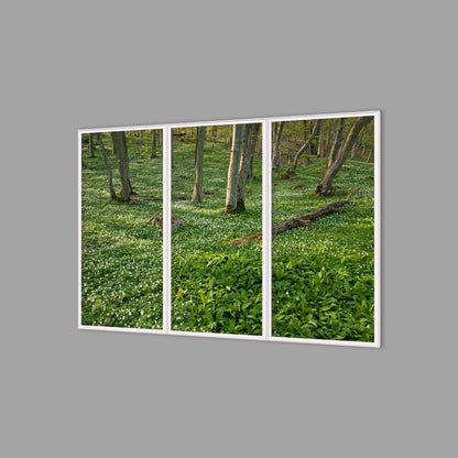 LED-Wandbild Dreiteiler hochkant 180x120 cm – Wald