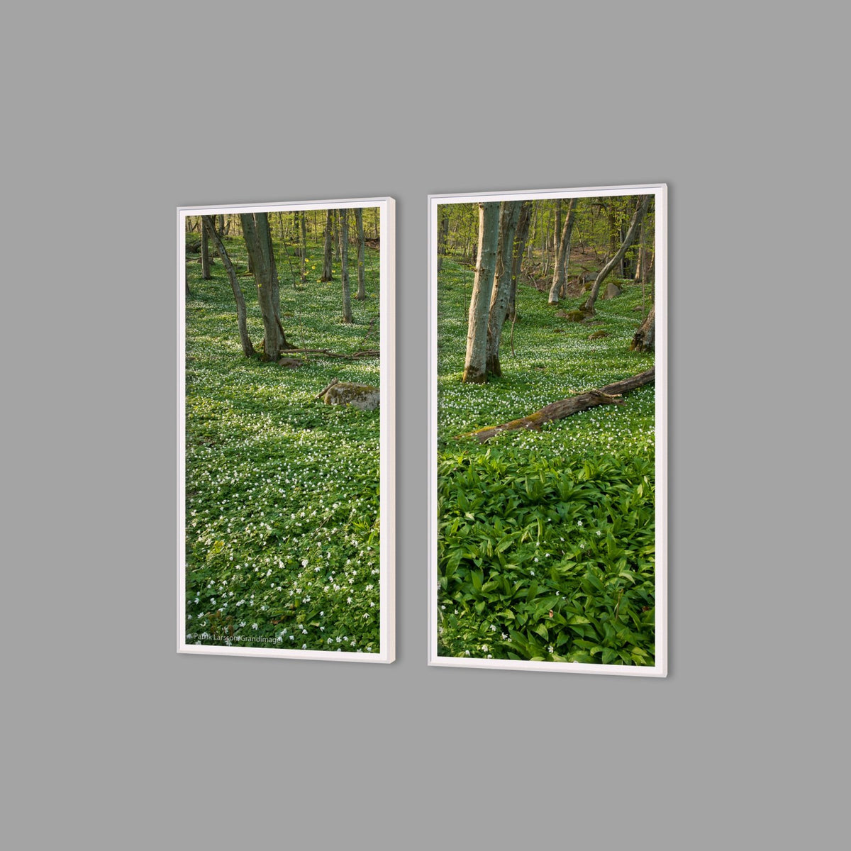 LED-Wandbild Zweiteiler hochkant mit Abstand – Wald