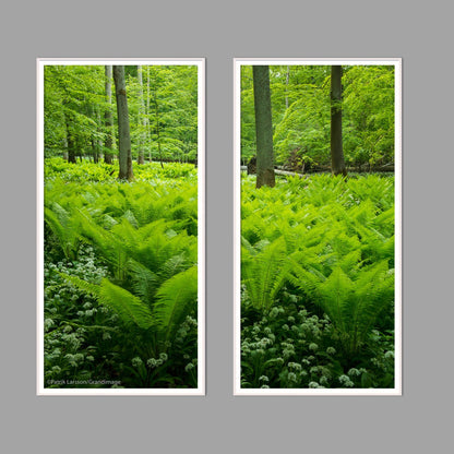 LED-Wandbild Zweiteiler hochkant mit Abstand – Wald