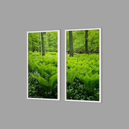 LED-Wandbild Zweiteiler hochkant mit Abstand – Wald