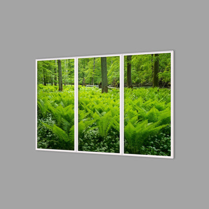 LED-Wandbild Dreiteiler hochkant 180x120 cm – Wald