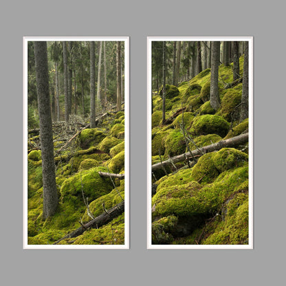 LED-Wandbild Zweiteiler hochkant mit Abstand – Wald