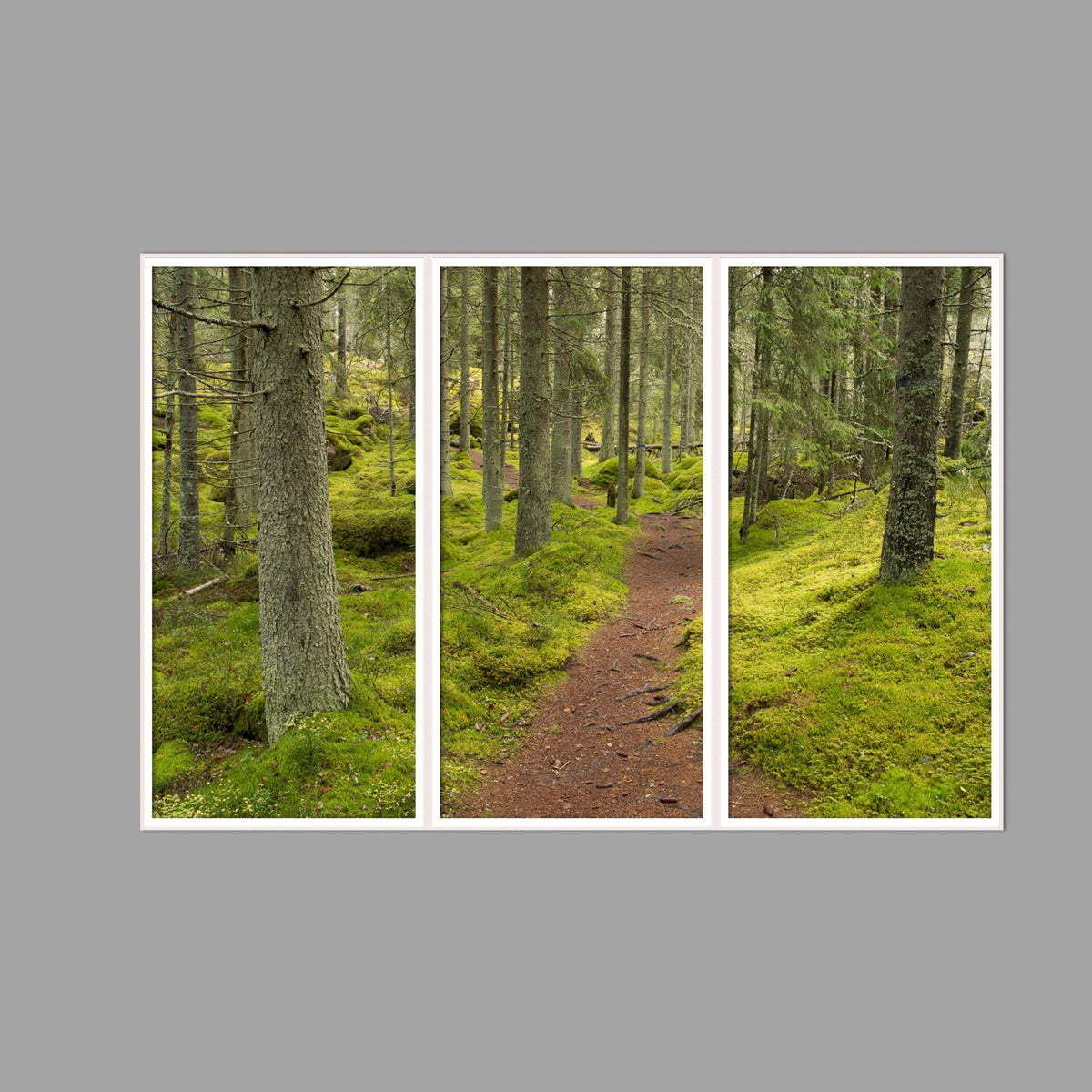LED-Wandbild Dreiteiler hochkant 180x120 cm – Wald