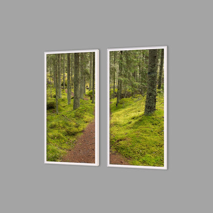 LED-Wandbild Zweiteiler hochkant mit Abstand – Wald