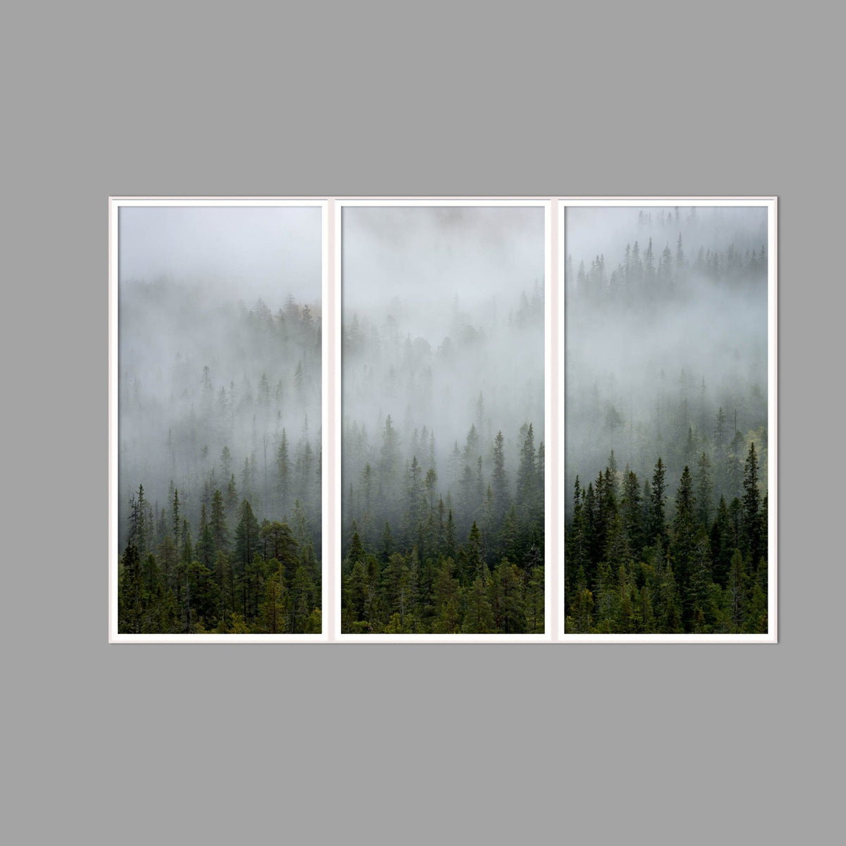 LED-Wandbild Dreiteiler hochkant 180x120 cm – Wald