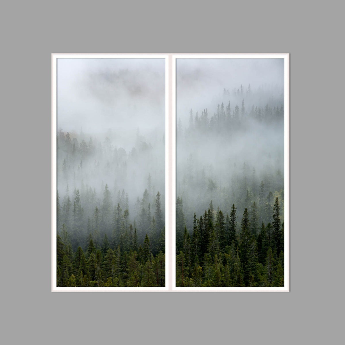 LED-Wandbild Zweiteiler hochkant 120x120 cm – Wald