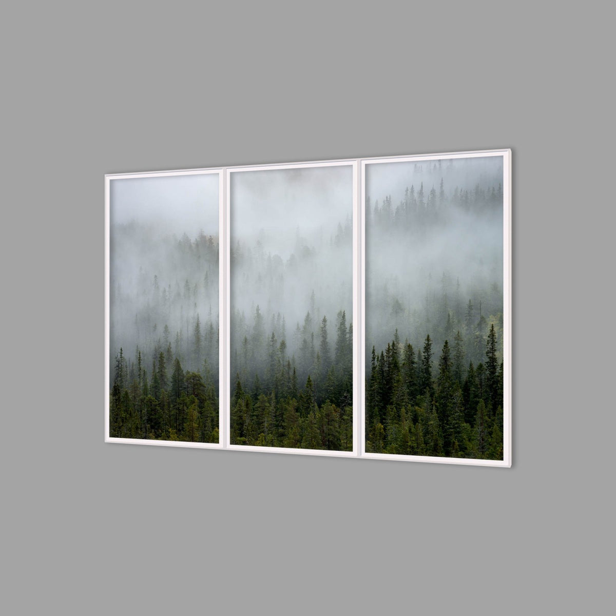 LED-Wandbild Dreiteiler hochkant 180x120 cm – Wald