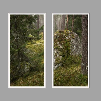 LED-Wandbild Zweiteiler hochkant mit Abstand – Wald