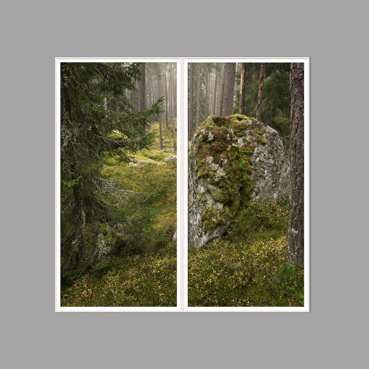 LED-Wandbild Zweiteiler hochkant 120x120 cm – Wald
