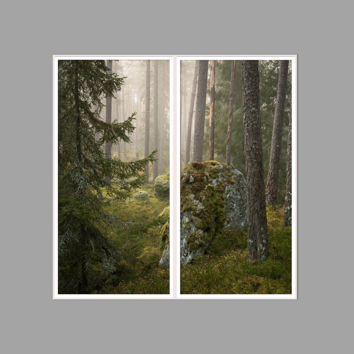 LED-Wandbild Zweiteiler hochkant 120x120 cm – Wald