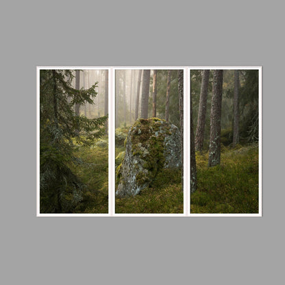 LED-Wandbild Dreiteiler hochkant 180x120 cm – Wald